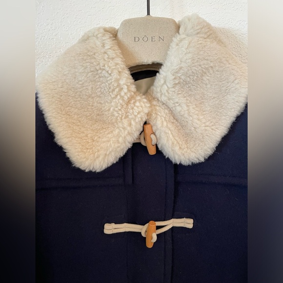 NWT DOÊN Chicory Coat in Baltic Navy with Shearling Collar - Picture 9 of 10